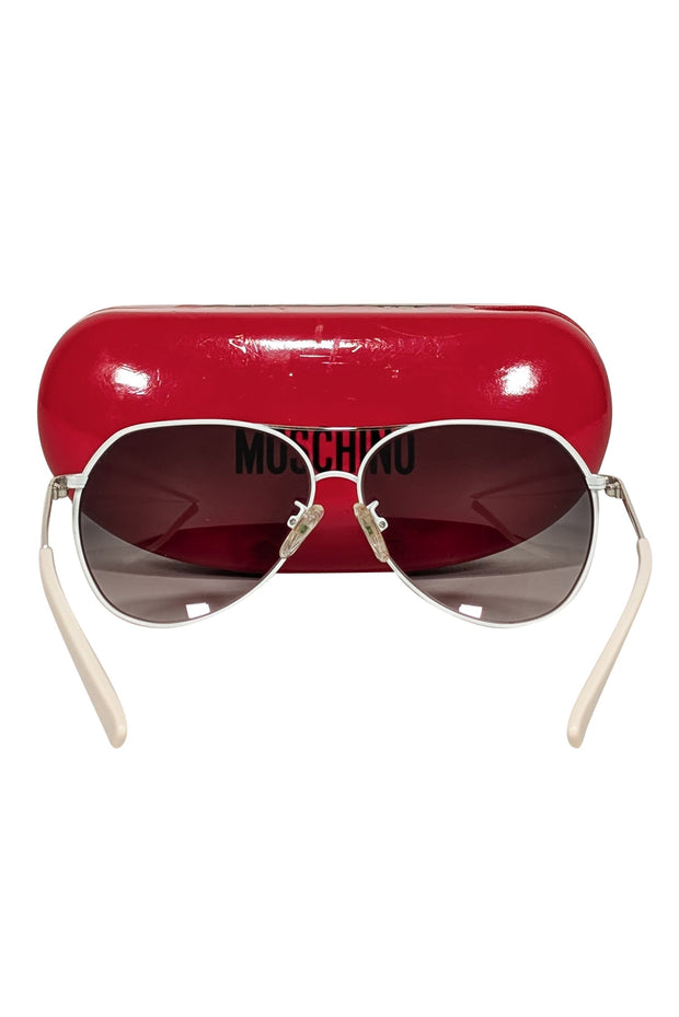 Moschino - White Aviator Sunglasses | Current Boutique display picture 3