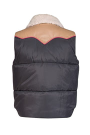 MOTHER - Black Puffer Vest w/ Faux Leather & Sherpa Trim Sz S - Current Boutique