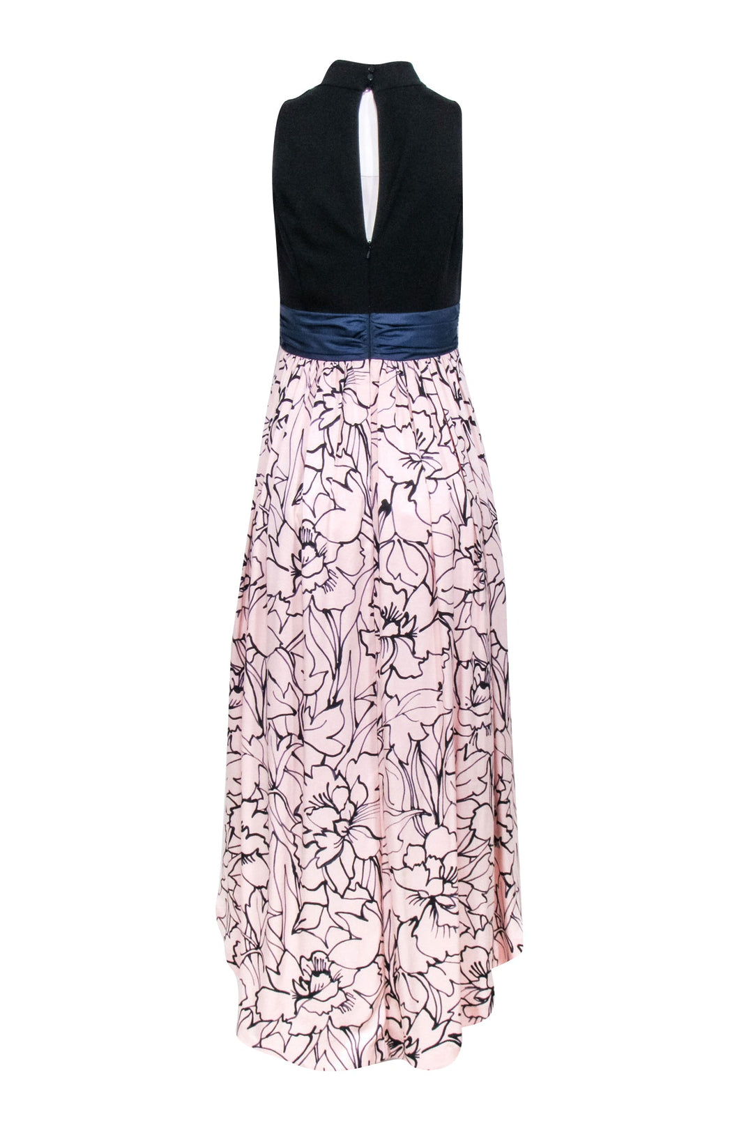 black and pink high low dress Women's New High-low Dress Flowy Romantic Black with Blush Pink Flowers NWT