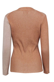 Current Boutique-Naadam - Camel & Beige Ribbed Knit Sweater Sz M