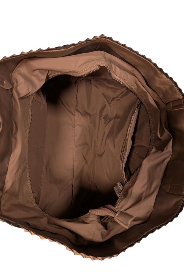 Current Boutique-Naghedi - Metallic Taupe Woven Large Tote Bag