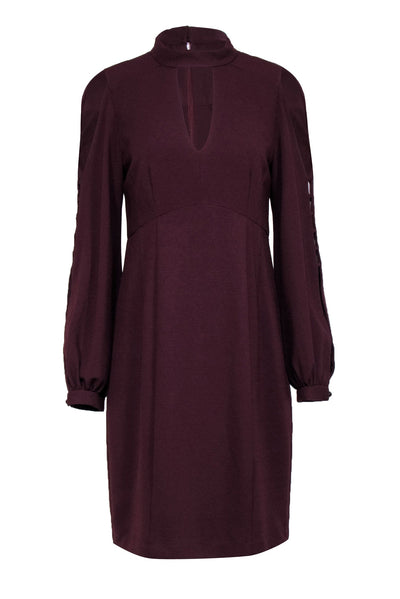 Current Boutique-Nanette Lepore - Maroon Cold Shoulder w/ Choker Neck Dress Sz 12