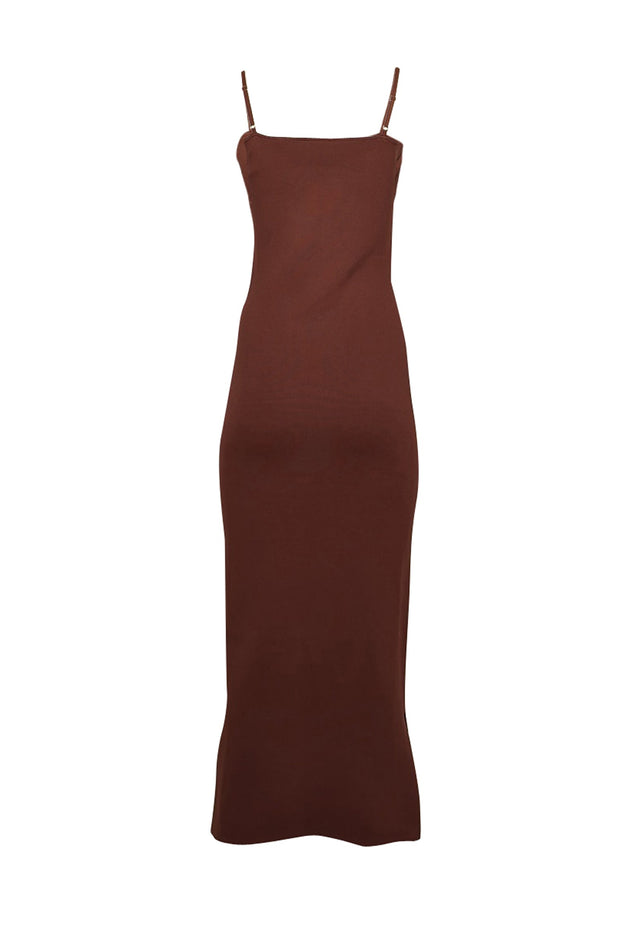 Nanushka - Mahogany Knit Bodycon Midi Dress Sz L Nanushka - Mahogany Knit Bodycon Midi Dress Sz L