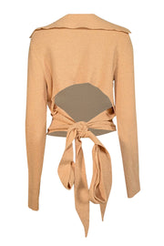 Current Boutique-Nanushka - Beige Wrap Open Back Polo Sweater Sz XS