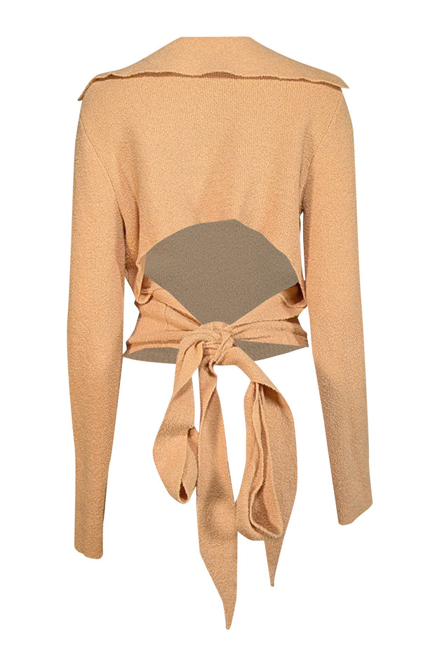 Current Boutique-Nanushka - Beige Wrap Open Back Polo Sweater Sz XS