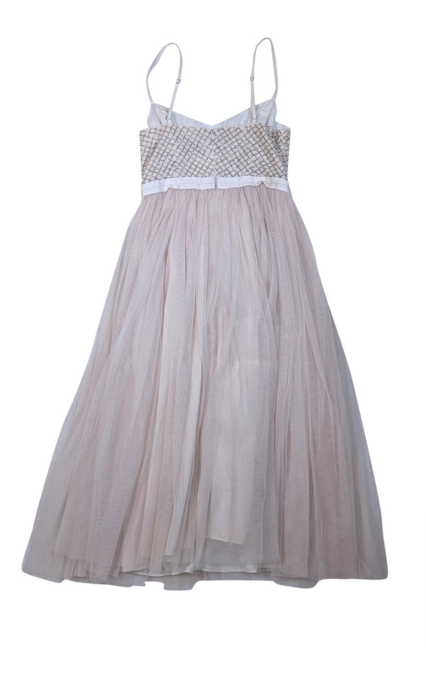 Needle & Thread - Beige Beaded Bodice Tulle Dress Sz 2 Needle & Thread - Beige Beaded Bodice Tulle Dress Sz 2