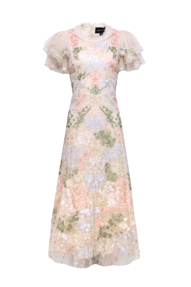 Needle & Thread - Pastel Pink Floral Embroidered Formal Dress Sz 12 Needle & Thread - Pastel Pink Floral Embroidered Formal Dress Sz 12