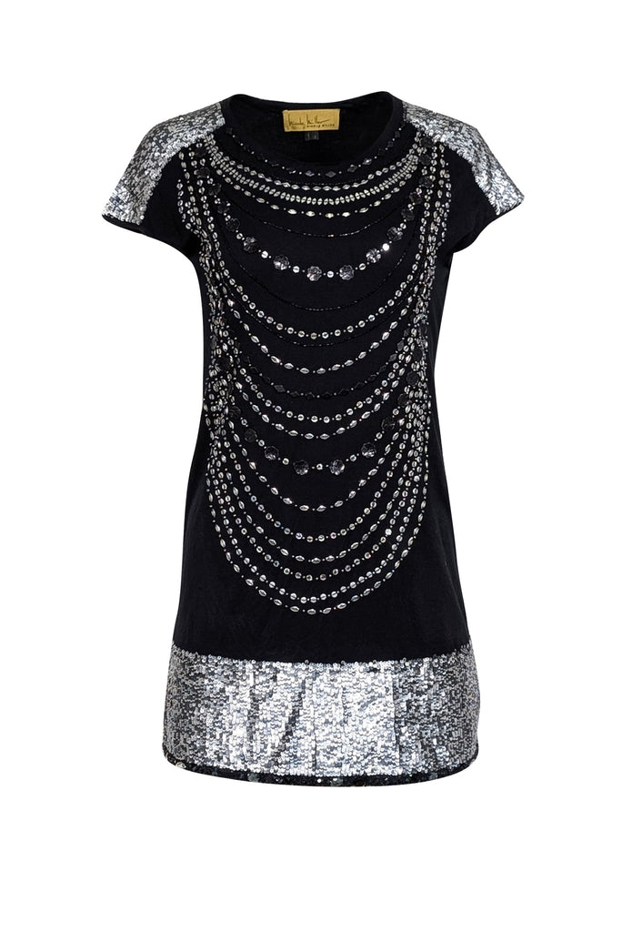 Nicole Miller - Black w/ Silver Sequin Detail Mini Dress Sz S Nicole Miller - Black w/ Silver Sequin Detail Mini Dress Sz S