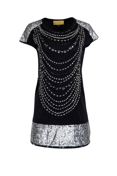 Nicole Miller - Black w/ Silver Sequin Detail Mini Dress Sz S Nicole Miller - Black w/ Silver Sequin Detail Mini Dress Sz S