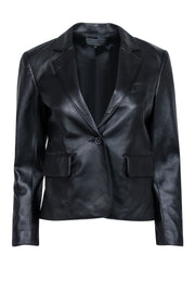 Current Boutique-Nili Lotan - Black Lambskin Leather Blazer Sz 4