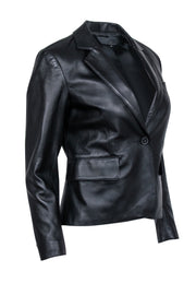 Current Boutique-Nili Lotan - Black Lambskin Leather Blazer Sz 4