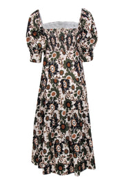 Current Boutique-o.p.t - Ivory w/ Olive, Black, & Orange Floral Detail Mid Maxi Dress Sz S
