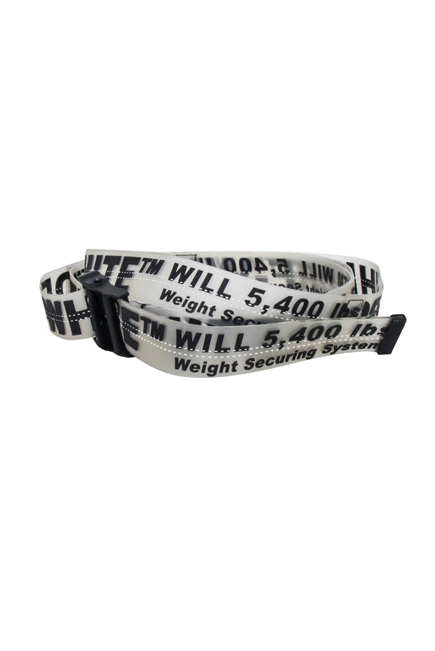 Current Boutique-Off-White - Transparent Rubber Belt w/ Black Lettering & Buckle One Size