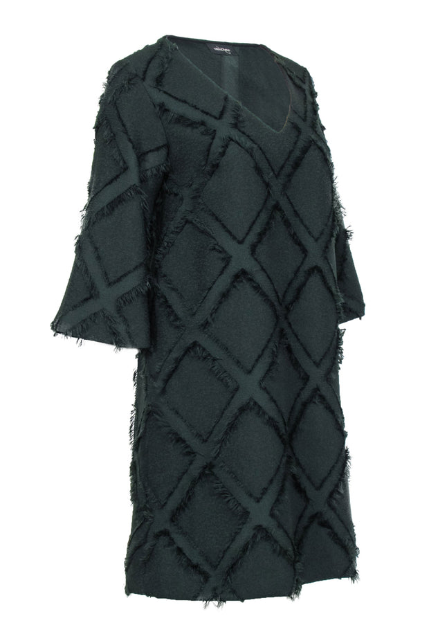 Current Boutique-Ottod' Ame - Green V-Neck Shift Dress w/ Raw Edge Detailing Sz 6