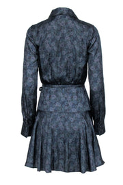 Current Boutique-Paige - Navy Blue & Green Floral Print Wrap Dress Sz XS