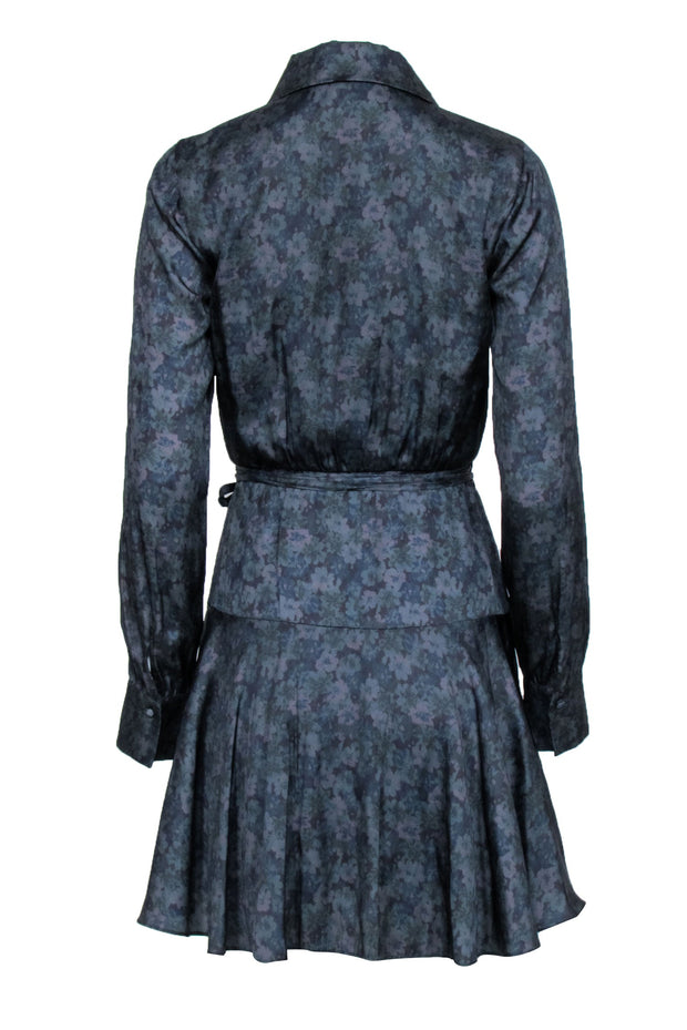 Current Boutique-Paige - Navy Blue & Green Floral Print Wrap Dress Sz XS