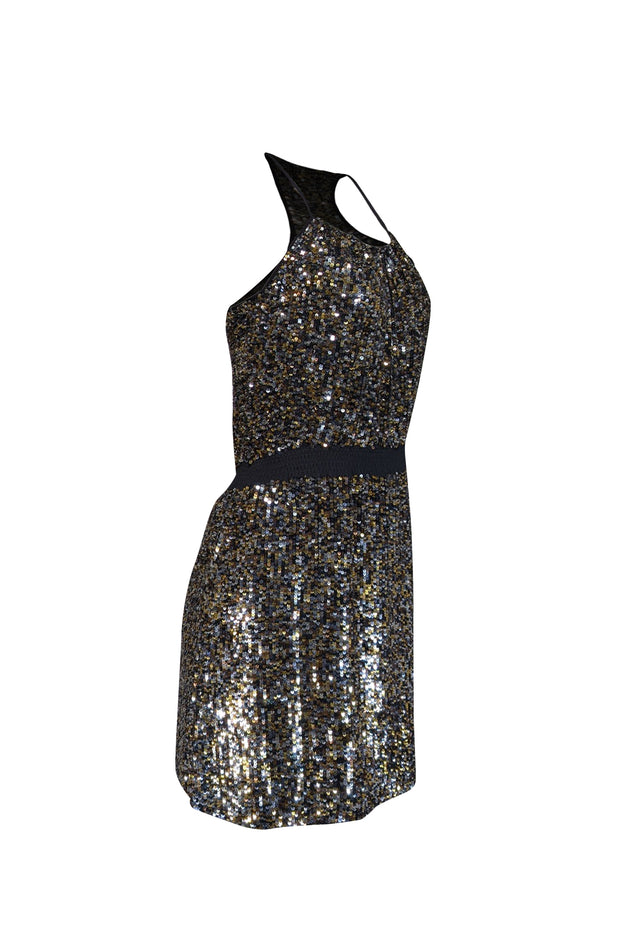 Parker - Black, Gold, & Silver Sequin Strapless Mini Dress Sz XS Parker - Black, Gold, & Silver Sequin Strapless Mini Dress Sz XS