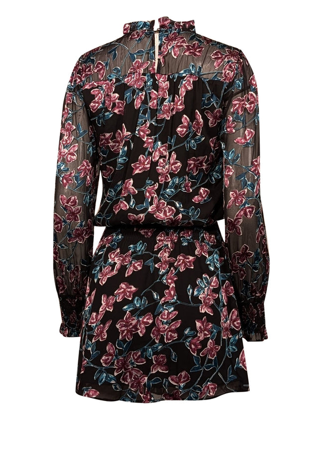Parker - Black, Teal, & Purple Floral Burnout Velvet Mini Dress Sz XXS Parker - Black, Teal, & Purple Floral Burnout Velvet Mini Dress Sz XXS