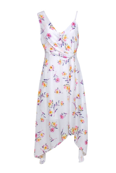 Parker - White Floral Print Asymmetric Slip Dress Sz S Parker - White Floral Print Asymmetric Slip Dress Sz S