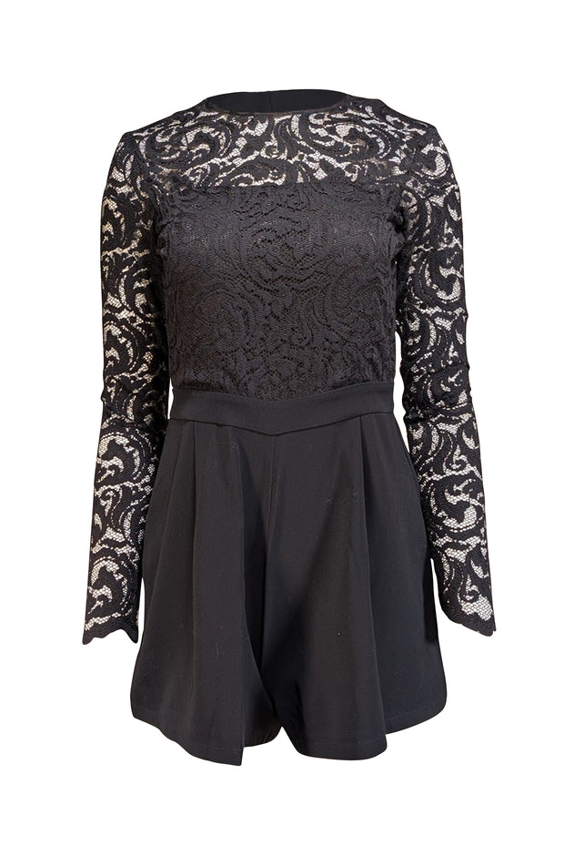 Parker - Black Lace Bodice Long Sleeve Romper Sz S Parker - Black Lace Bodice Long Sleeve Romper Sz S