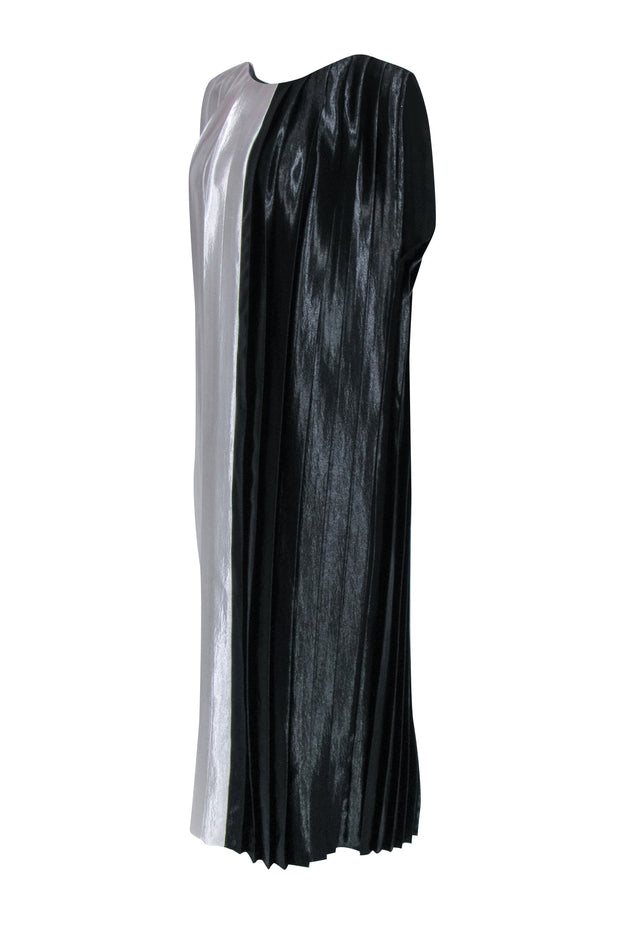 PARTOW Colette Two-tone Pleated Hammered-satin Midi Dress - Women - Black Dresses - M PARTOW Colette Two-tone Pleated Hammered-satin Midi Dress - Women - Black Dresses - M