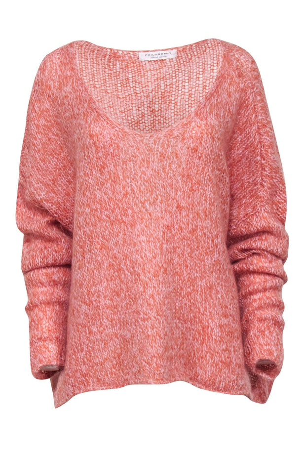 Current Boutique-Philosophy - Orange & Blush Pink Mohair & Wool Blend Sweater Sz M