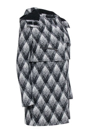 Current Boutique-Pierre Balmain - Black & Cream Print Wool Blend Coat Sz 4