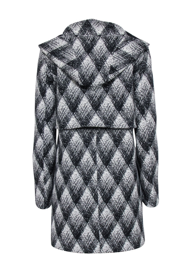 Current Boutique-Pierre Balmain - Black & Cream Print Wool Blend Coat Sz 4