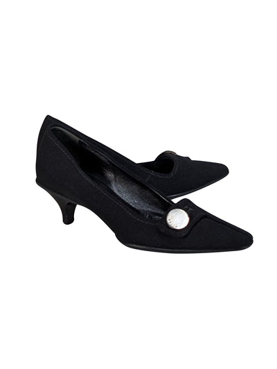 Current Boutique-Prada - Black Fabric Upper Kitten Heel Pumps Sz 6.5