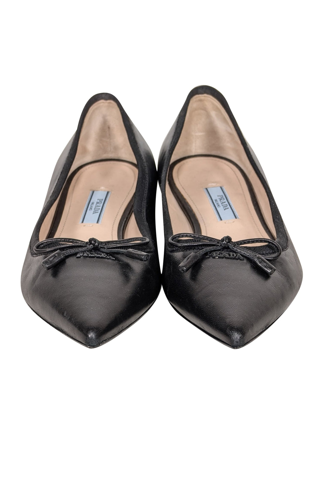 Prada Leather Bow Point-Toe Ballerina Flats, Black, Women's, 5.5b / 35.5eu, Flats Ballet & Ballerina Flats Prada Leather Bow Point-Toe Ballerina Flats, Black, Women's, 5.5b / 35.5eu, Flats Ballet & Ballerina Flats