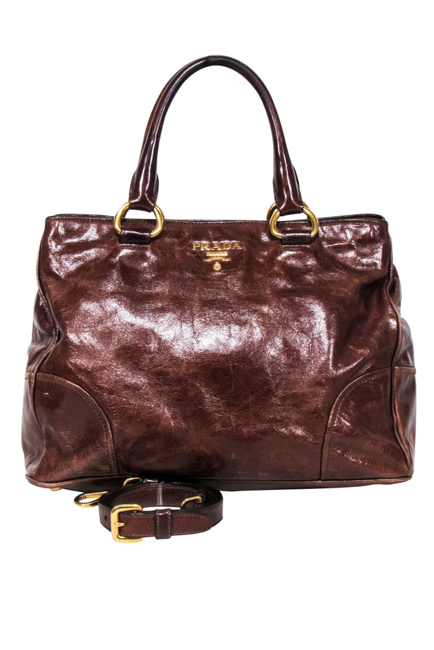 Current Boutique-Prada - Brown Washed Buffalo Frame Bag