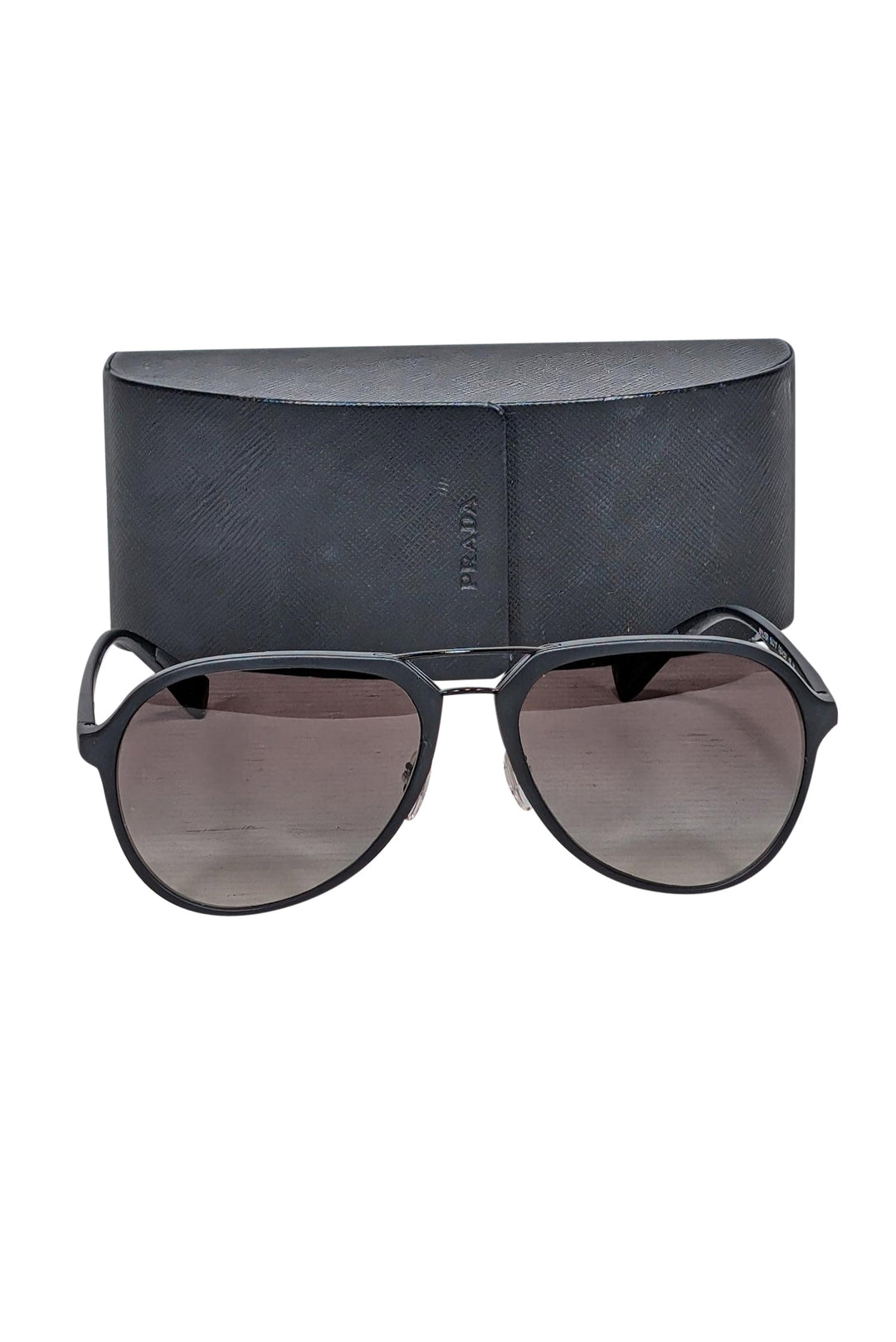 Prada - Matte Black Aviator Sunglasses | Current Boutique display picture 1