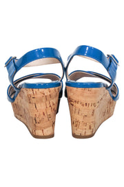 Current Boutique-Prada - Blue Patent Leather Cork Wedges Sz 9