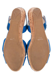 Current Boutique-Prada - Blue Patent Leather Cork Wedges Sz 9