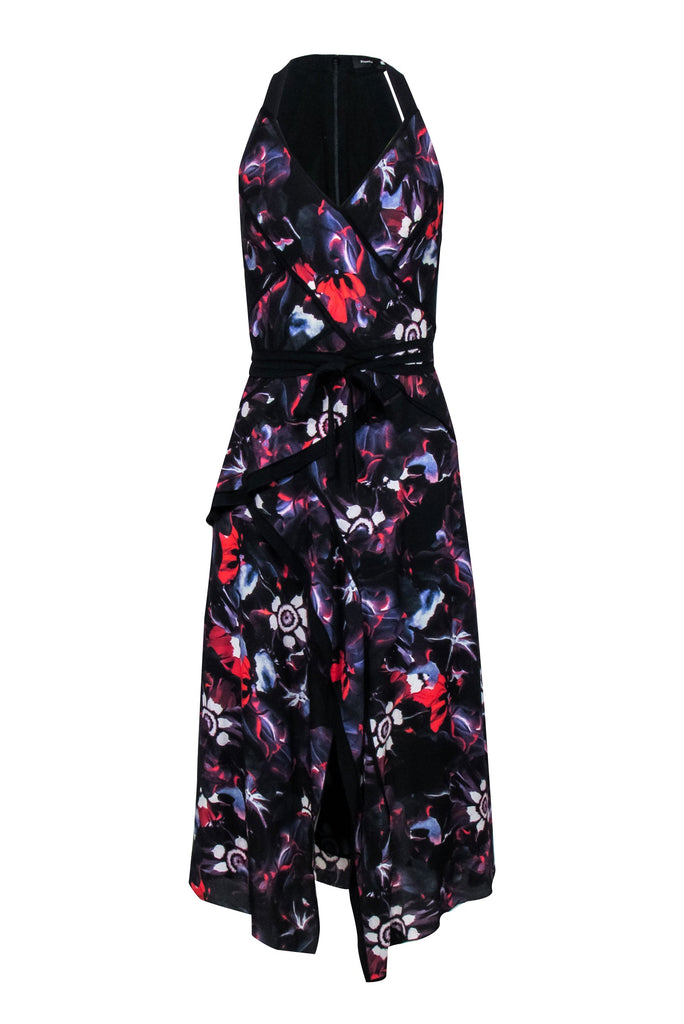 Proenza Schouler Black w/ Purple Red Floral Print Sleeveless