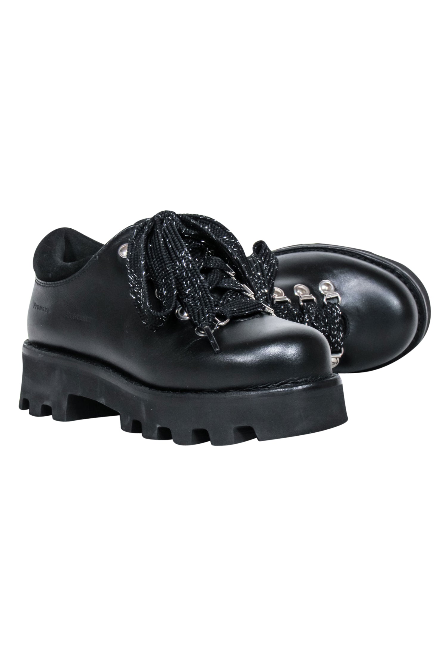 Proenza Schouler Black Leather Lace Up Platform Loafers Sz