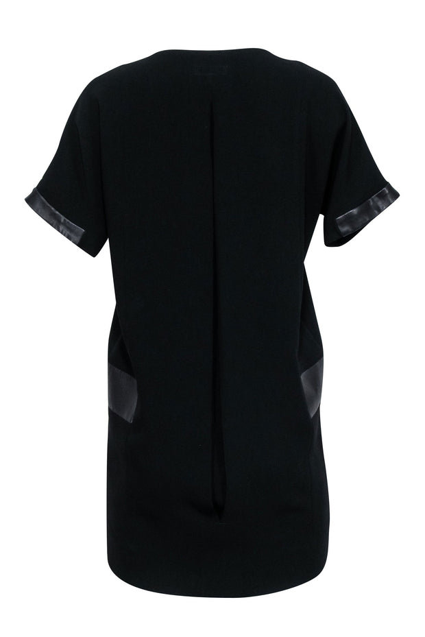 Rag & Bone - Black Shift Dress w/ Lamb Leather Trim Sz XS Rag & Bone - Black Shift Dress w/ Lamb Leather Trim Sz XS