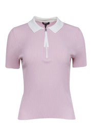 Current Boutique-Rag & Bone - Pastel Pink Ribbed Knit Short Sleeve Top Sz M
