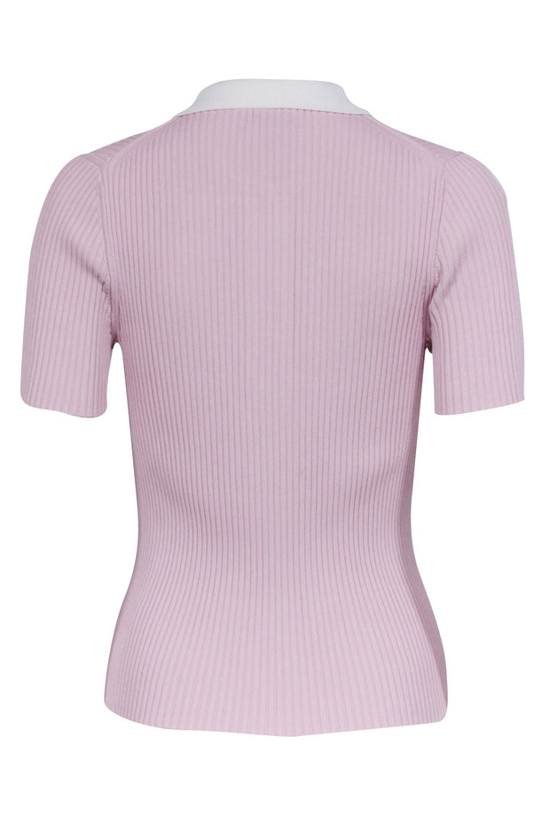 Current Boutique-Rag & Bone - Pastel Pink Ribbed Knit Short Sleeve Top Sz M