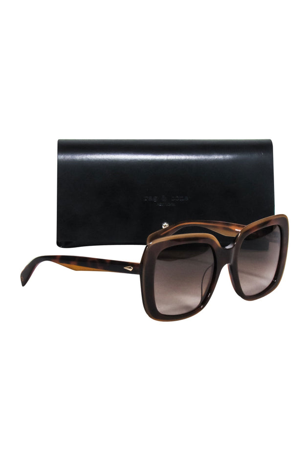 Current Boutique-Rag & Bone - Brown Tortoise Large Rectangle Sunglasses