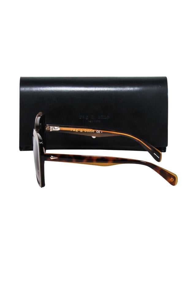 Current Boutique-Rag & Bone - Brown Tortoise Large Rectangle Sunglasses