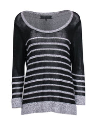 Current Boutique-Rag & Bone - Black & Grey Striped Knit Sweater Sz M