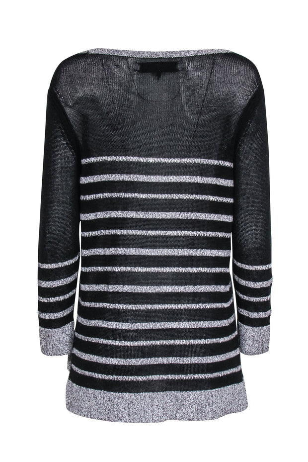 Current Boutique-Rag & Bone - Black & Grey Striped Knit Sweater Sz M