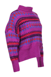 Current Boutique-Rag & Bone - Purple Multicolor Wool Fair Isle Turtleneck Sweater Sz M