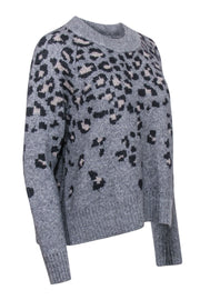 Current Boutique-Rag & Bone - Grey Leopard Print Wool Blend Sweater Sz S