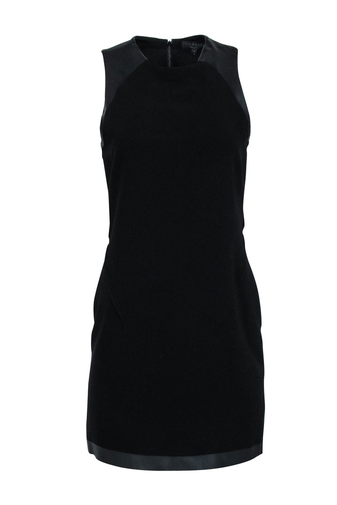 Rag & Bone - Black Sleeveless Faux Leather Trim Detail Dress Sz 4 Rag & Bone - Black Sleeveless Faux Leather Trim Detail Dress Sz 4