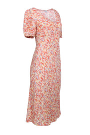 Current Boutique-Rails - Orange & Multi Color Floral Print Midi Dress Sz M