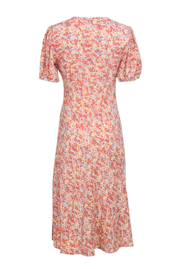 Current Boutique-Rails - Orange & Multi Color Floral Print Midi Dress Sz M