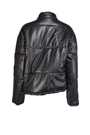 Rails - Black Faux Leather Puffer Jacket Sz M - Current Boutique