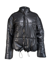 Rails - Black Faux Leather Puffer Jacket Sz M - Current Boutique